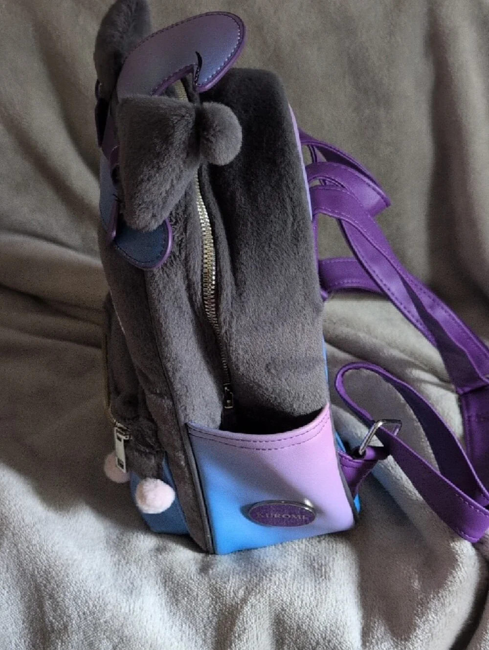 Her Universe Kuromi Hello Kitty Purple and Gray Plush Witch Hat Mini Backpack